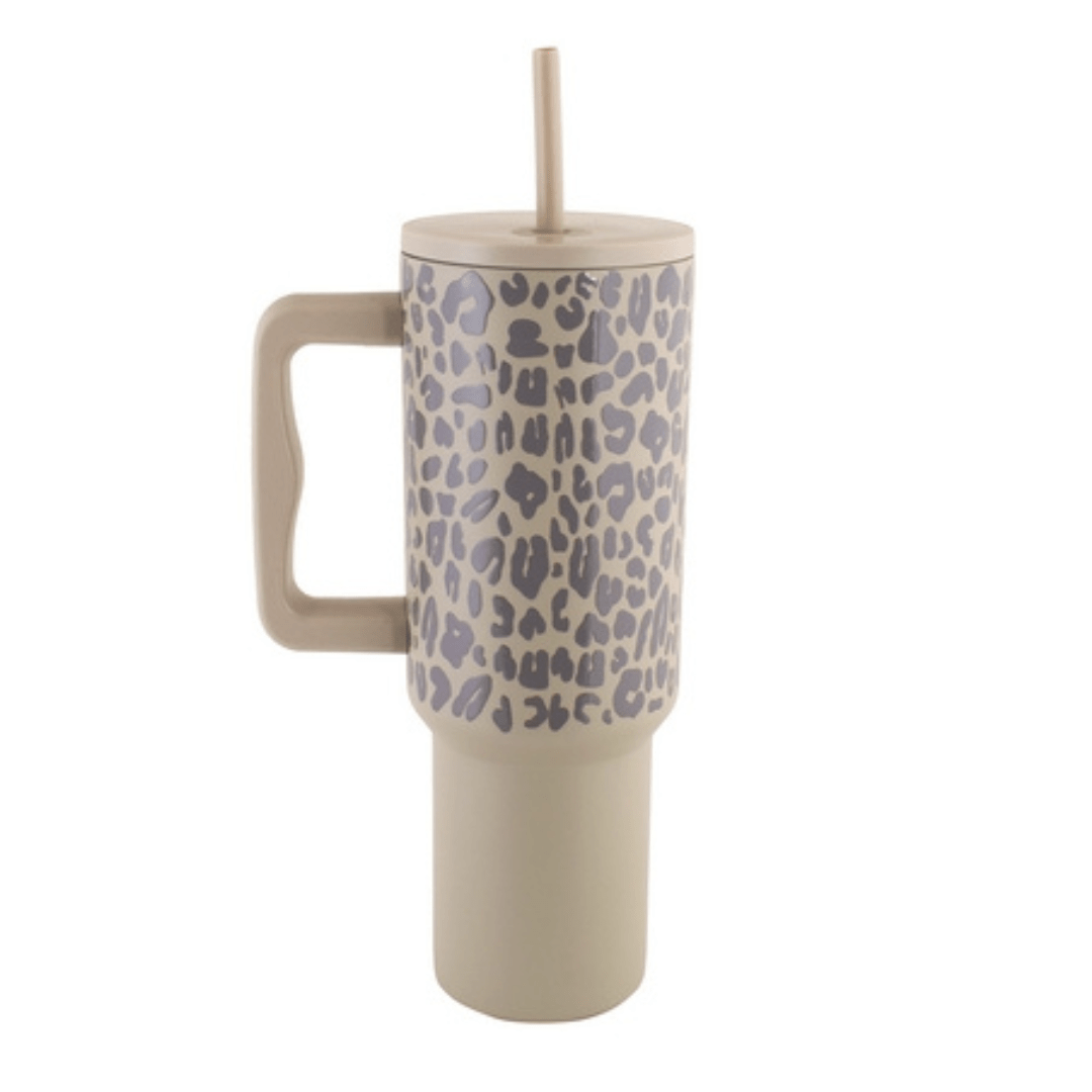 Leopard Print Stainless Steel Travel Mug - 1200ml - Retail Therapy Online