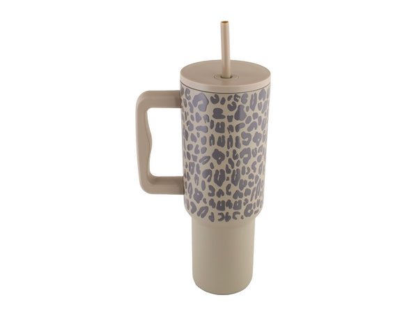 Leopard Print Stainless Steel Travel Mug - 1200ml - Retail Therapy Online