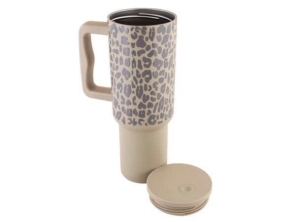 Leopard Print Stainless Steel Travel Mug - 1200ml - Retail Therapy Online