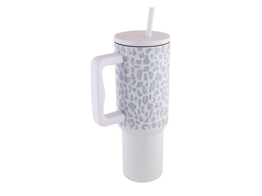 Leopard Print Stainless Steel Travel Mug - 1200ml - Retail Therapy Online