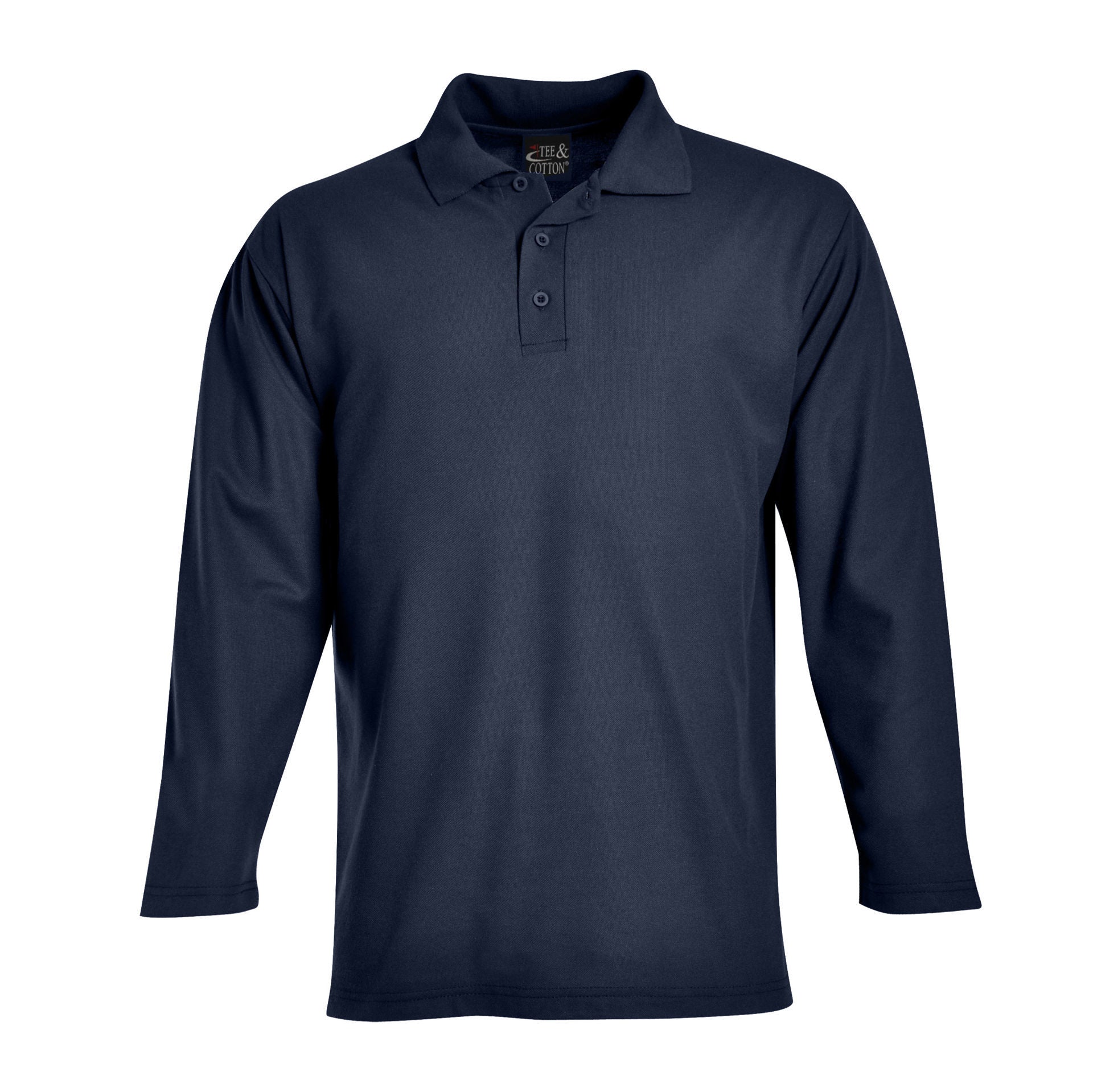 Long Sleeve Pique Knit Polo Golf Shirt Mens - Main Image