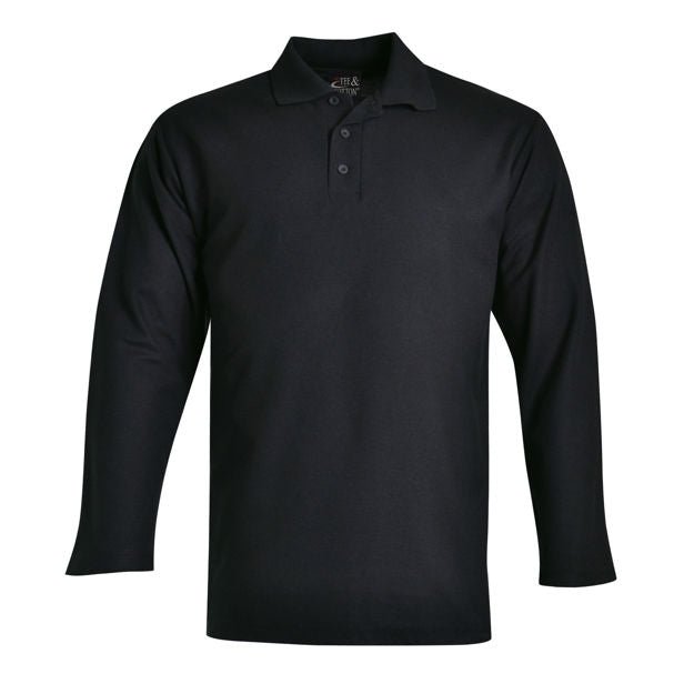 Long Sleeve Pique Knit Polo Golf Shirt - Mens - Retail Therapy Online