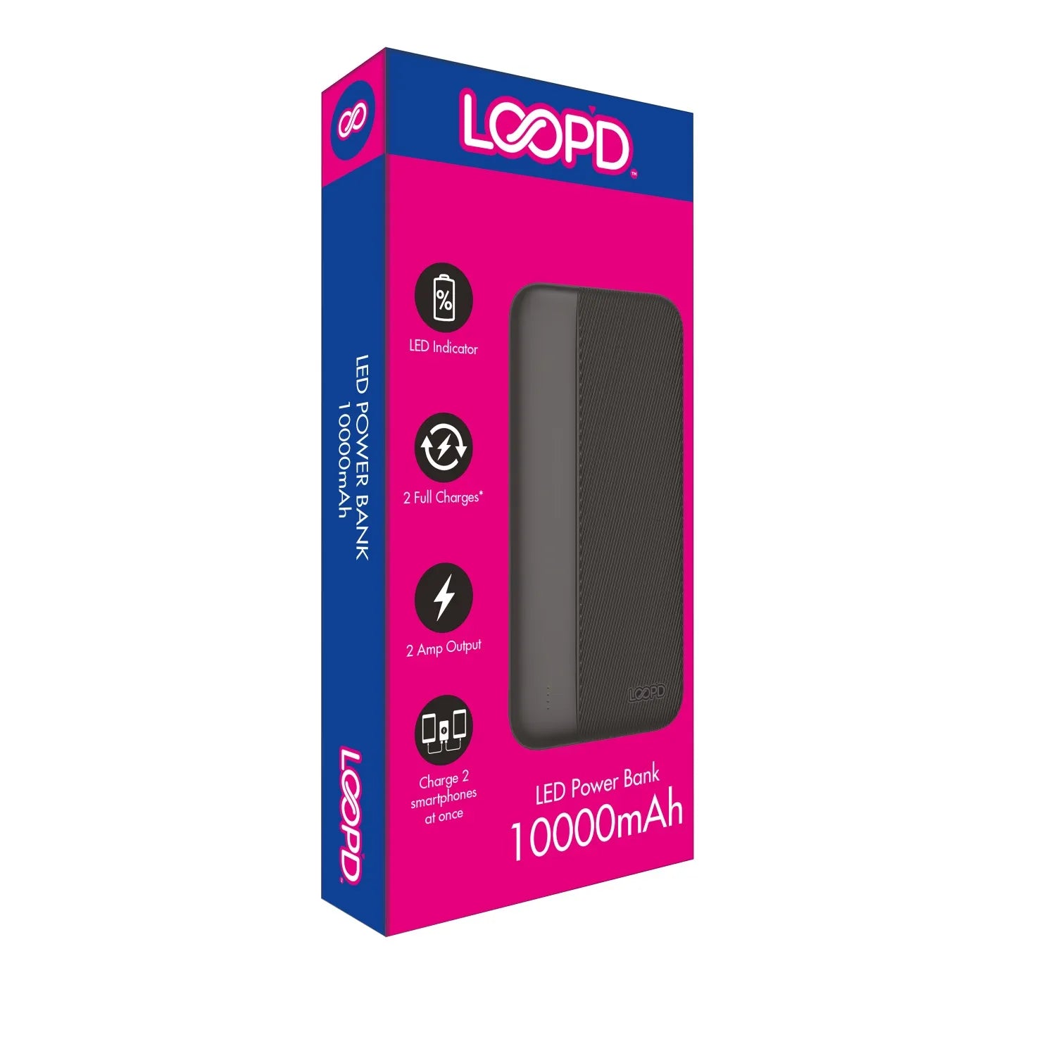 LOOPD 4LED Indicator Powerbank – 10000mAh - Retail Therapy Online