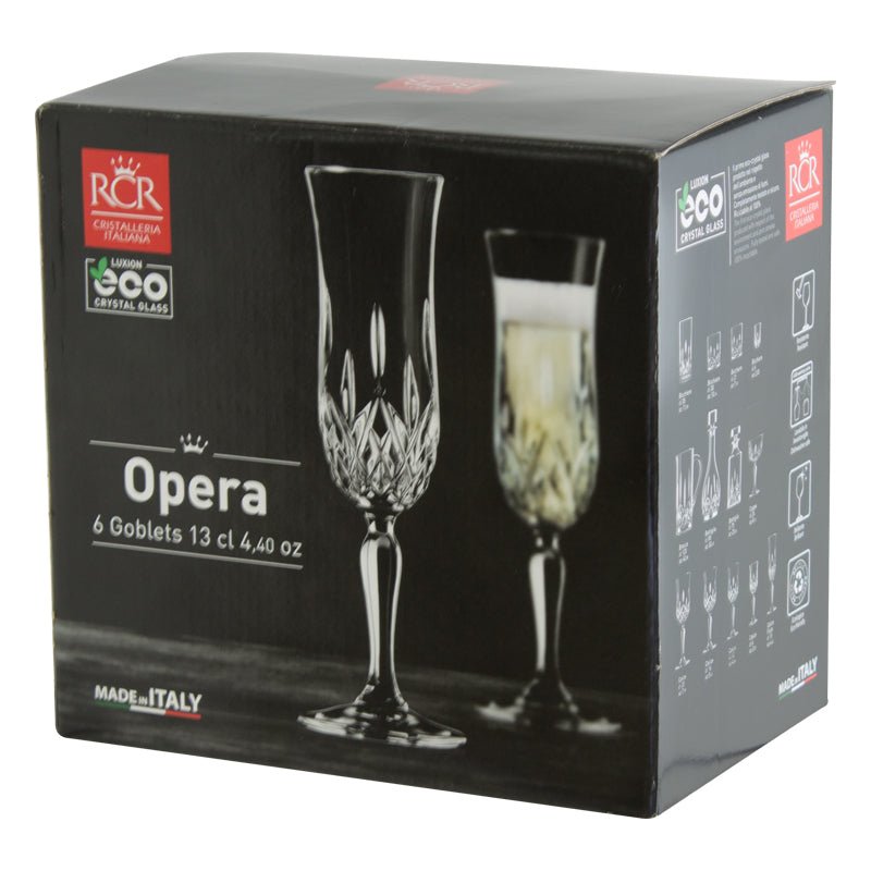 Luxion Crystal Opera Champagne Flute Glasses 130ml - Set of 6 - Retail Therapy Online