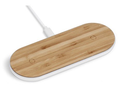 Maitland Bamboo Double Wireless Charger - Retail Therapy Online