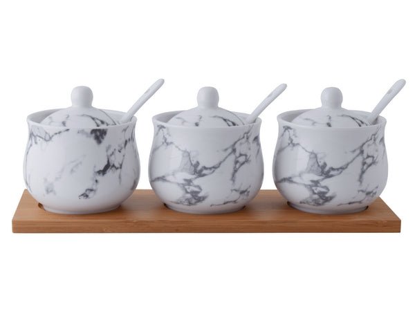 Marble Bamboo Canisters Set - Retail Therapy Online