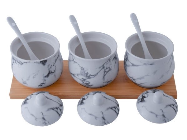 Marble Bamboo Canisters Set - Retail Therapy Online