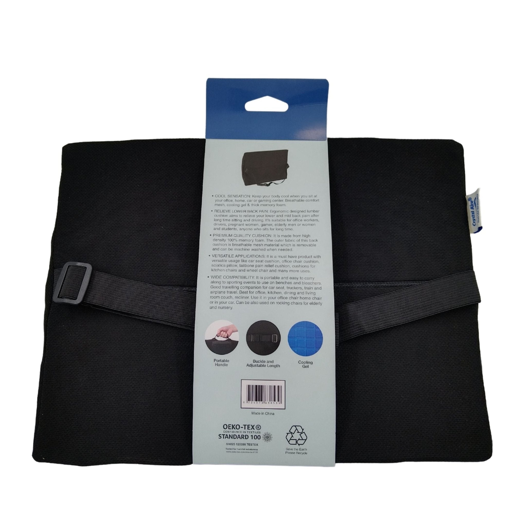 Memory Foam Lower Back Cushion with Cooling Gel - Retail Therapy Online