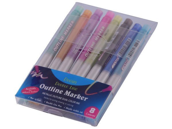 Metallic 8 - Piece Outline Markers - Retail Therapy Online