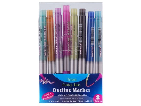 Metallic 8 - Piece Outline Markers - Retail Therapy Online