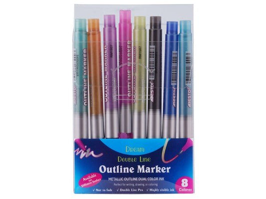 Metallic 8 - Piece Outline Markers - Retail Therapy Online
