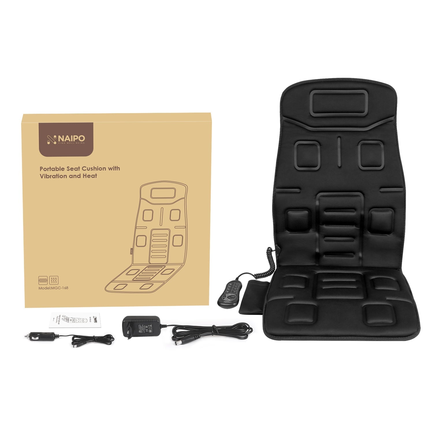 Naipo Portable Seat Massager with Vibration & Heat - Retail Therapy Online