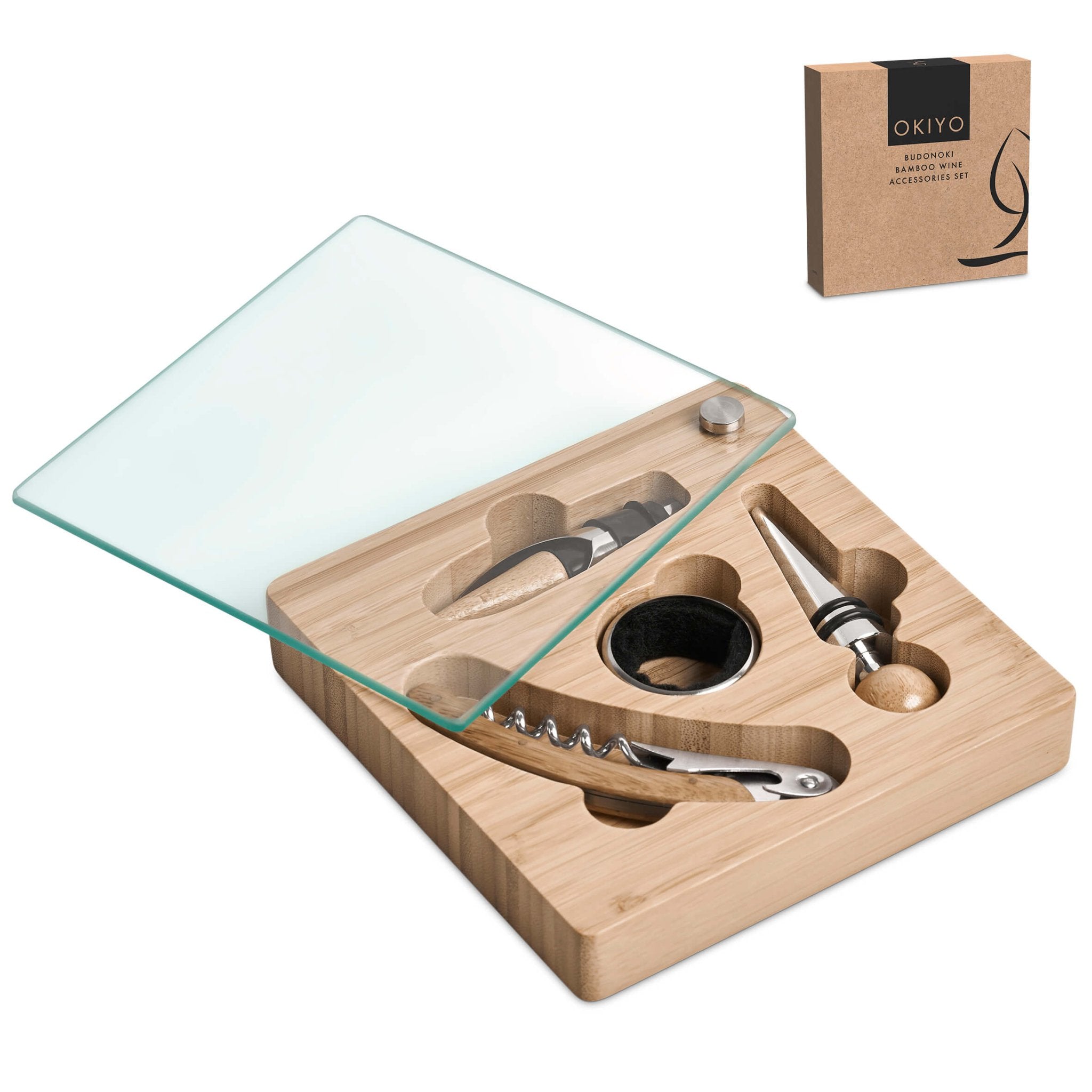 Okiyo Budonoki Bamboo Wine Accessories Set - Retail Therapy Online