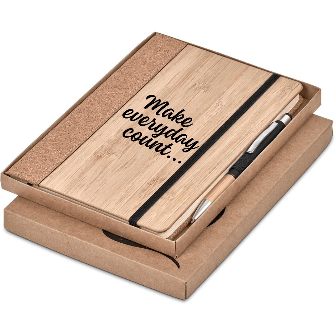 Okiyo Eri Bamboo & Cork Notebook Pen Set - Retail Therapy Online