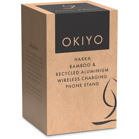 Okiyo Hakka Bamboo & Recycled Aluminium Wireless Charging Phone Stand - Retail Therapy Online