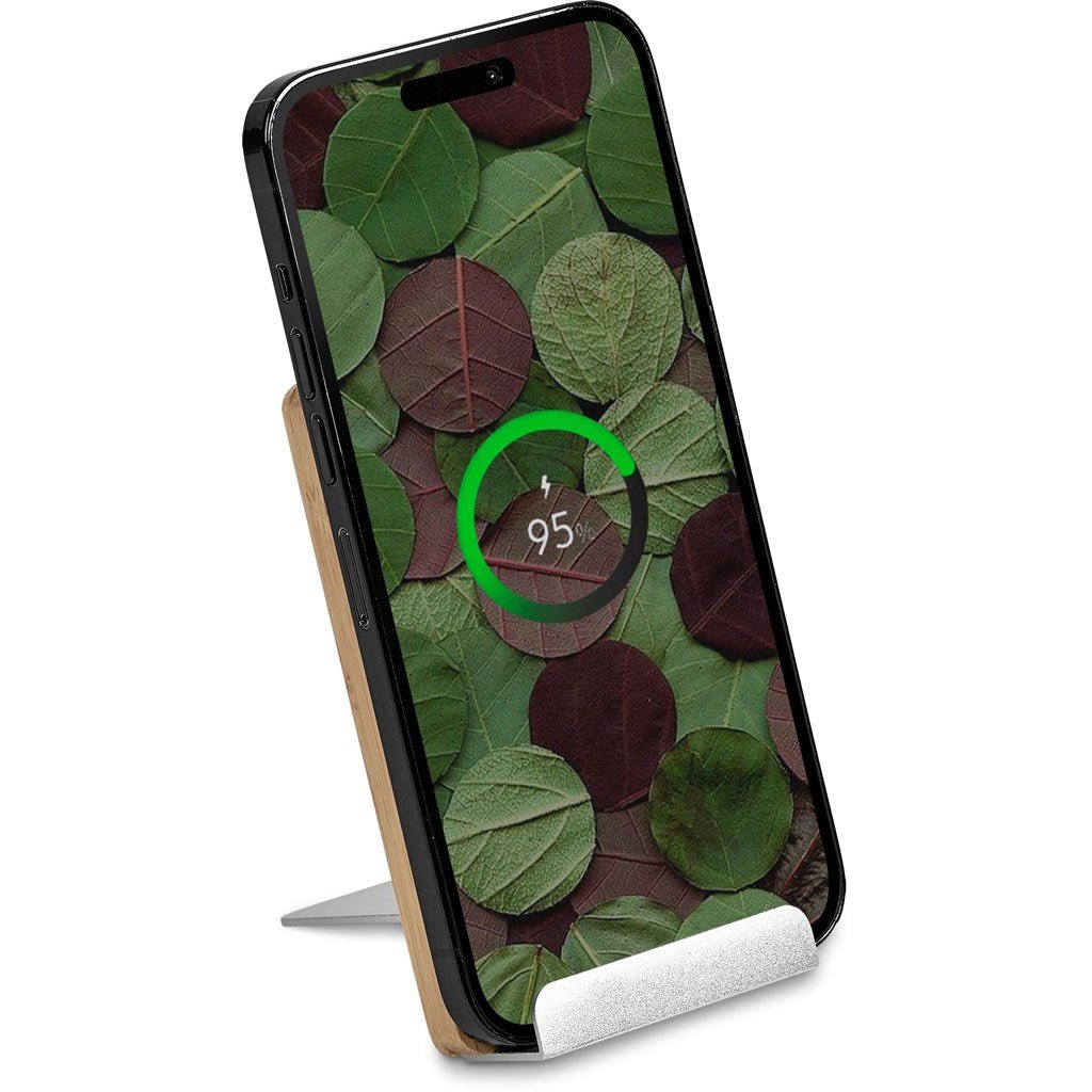 Okiyo Hakka Bamboo & Recycled Aluminium Wireless Charging Phone Stand - Retail Therapy Online