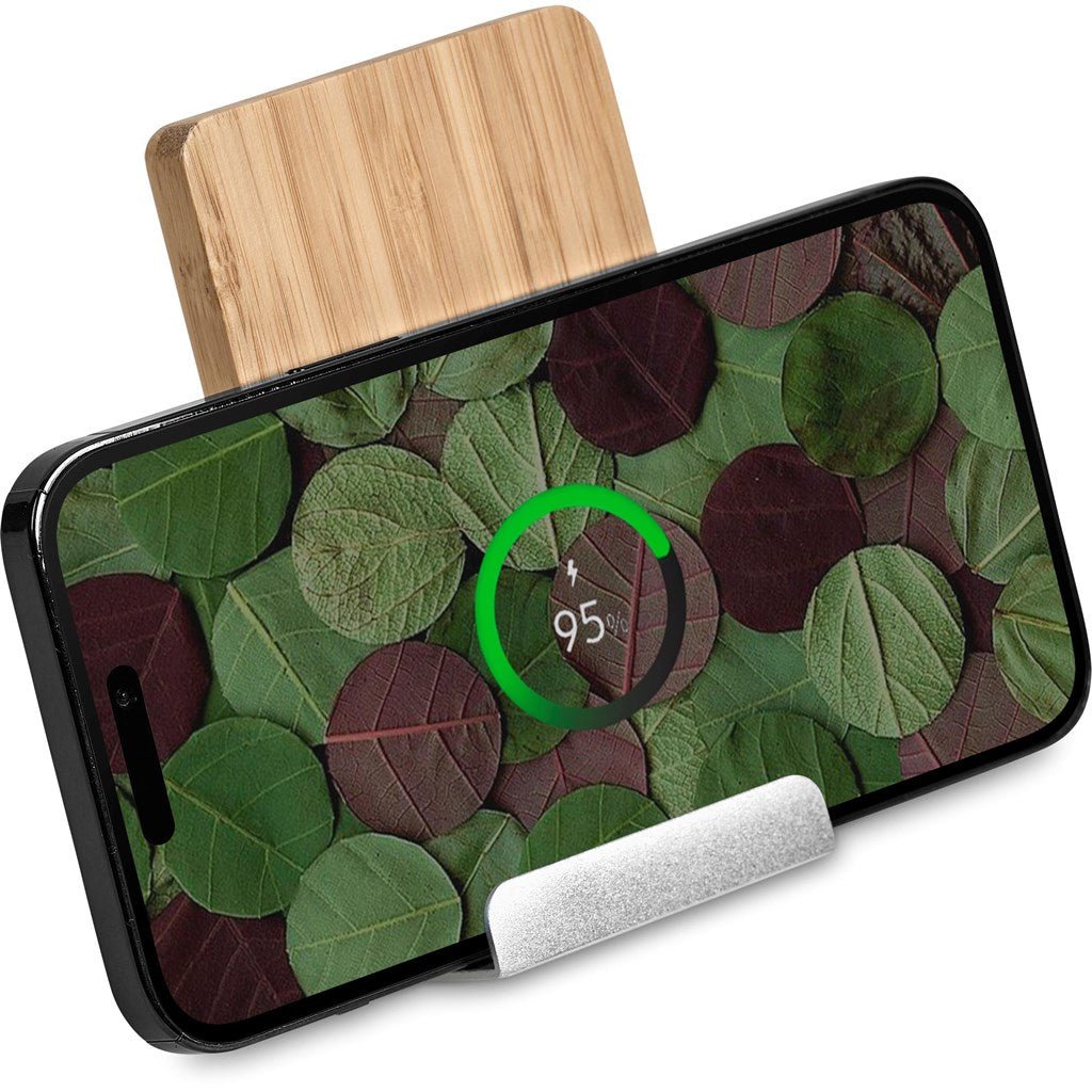 Okiyo Hakka Bamboo & Recycled Aluminium Wireless Charging Phone Stand - Retail Therapy Online