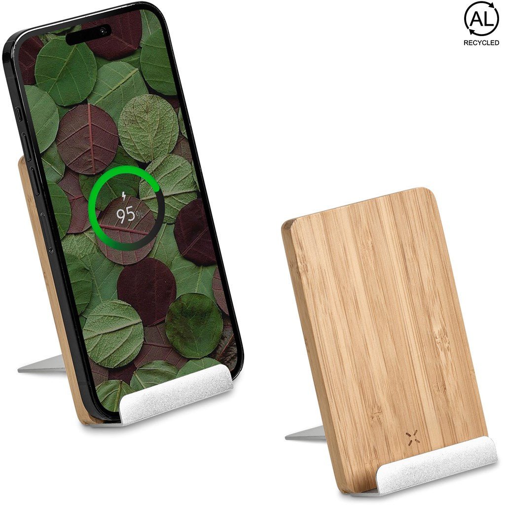 Okiyo Hakka Bamboo & Recycled Aluminium Wireless Charging Phone Stand - Retail Therapy Online
