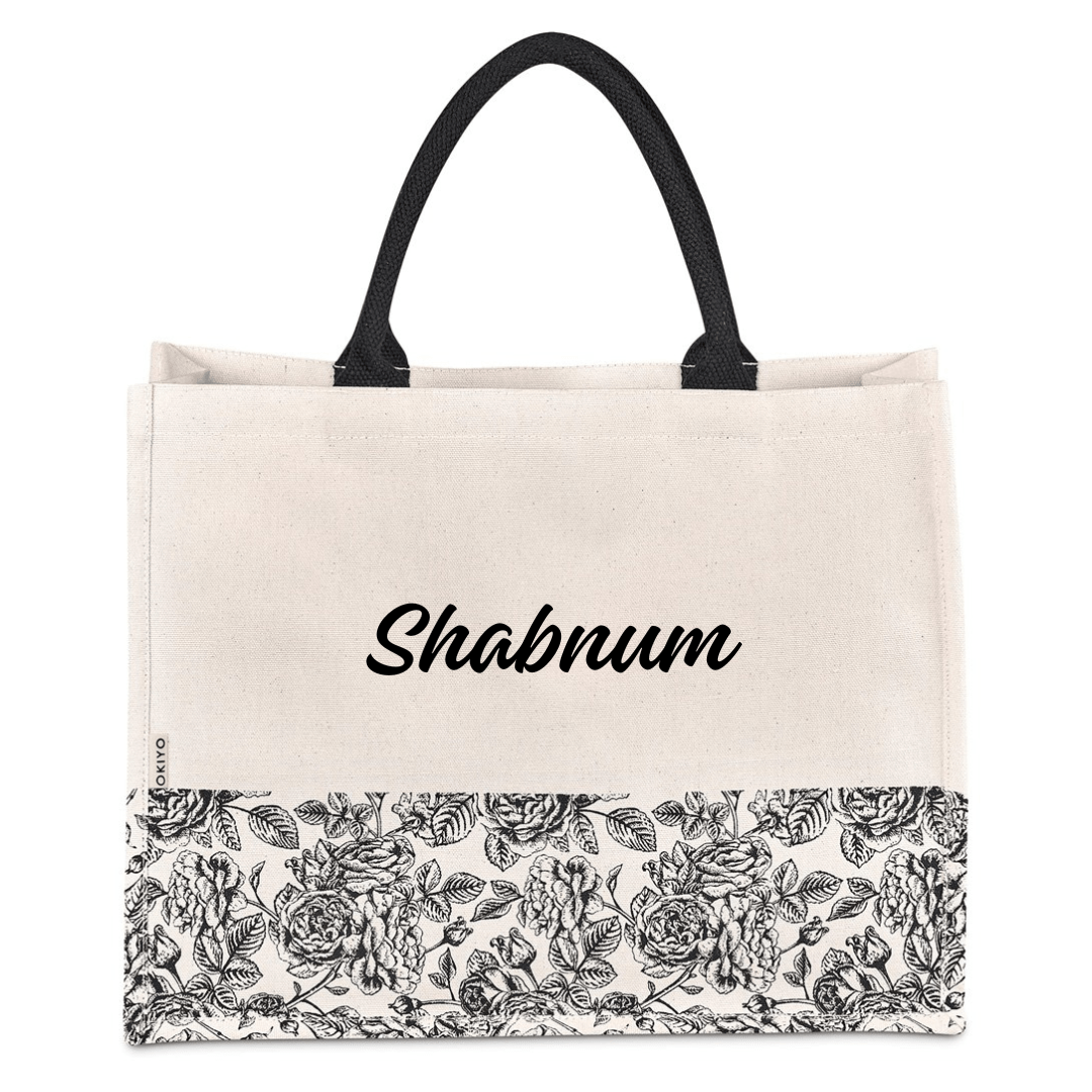 Okiyo Hana Printed Cotton Tote Shopper - 320g - Retail Therapy Online