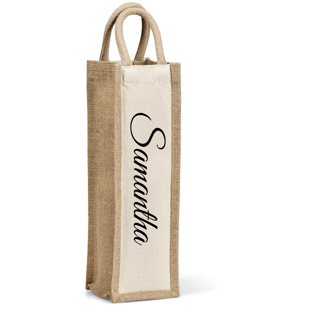Okiyo Inshu Jute & Cotton Wine Tote - Retail Therapy Online