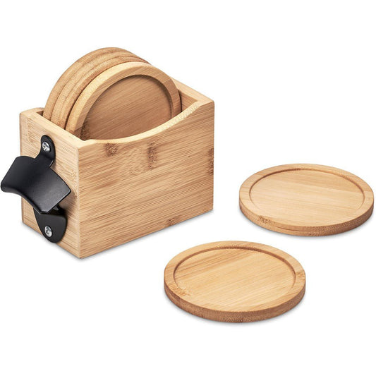 Okiyo Kanpai Bamboo Coaster & Bottle Opener Set - Retail Therapy Online
