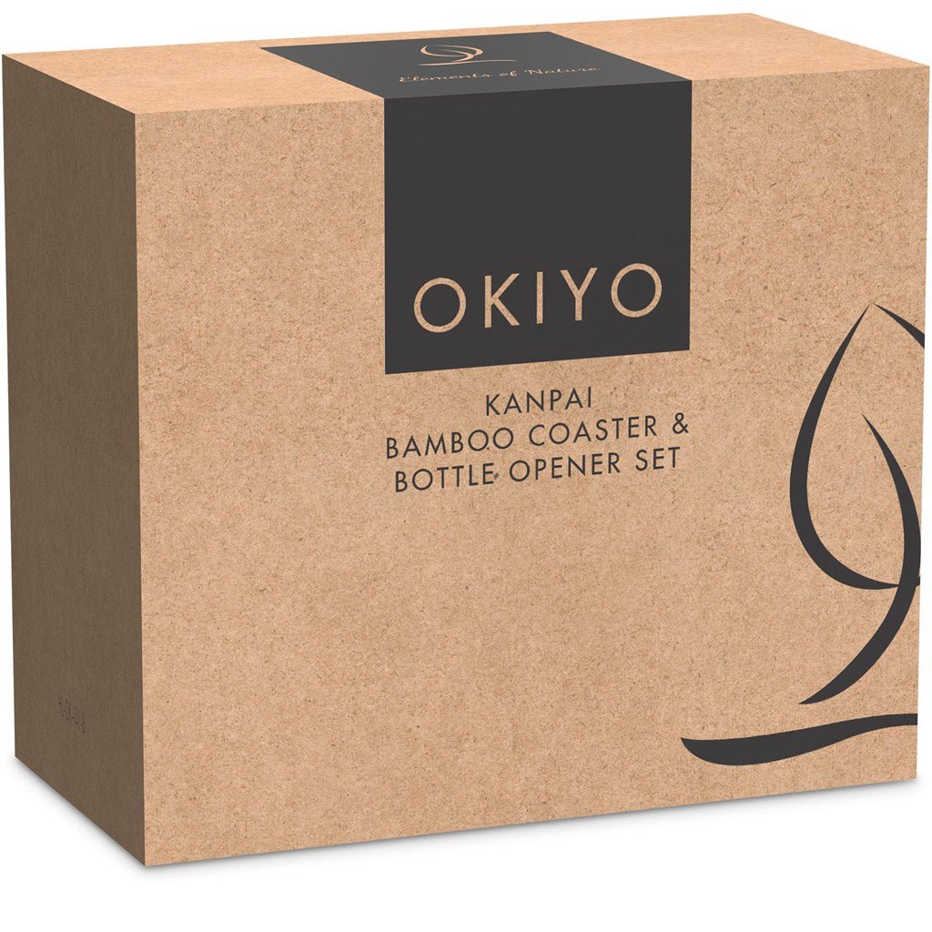 Okiyo Kanpai Bamboo Coaster & Bottle Opener Set - Retail Therapy Online