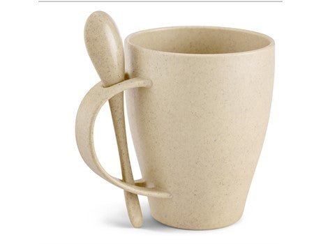 Okiyo Kawai Wheat Straw Mug & Spoon - 350ml - Retail Therapy Online