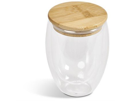 Okiyo Moco Double - Wall Glass Cup & Bamboo Lid - Retail Therapy Online