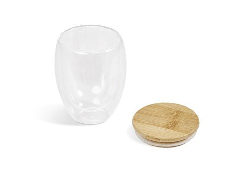 Okiyo Moco Double - Wall Glass Cup & Bamboo Lid - Retail Therapy Online