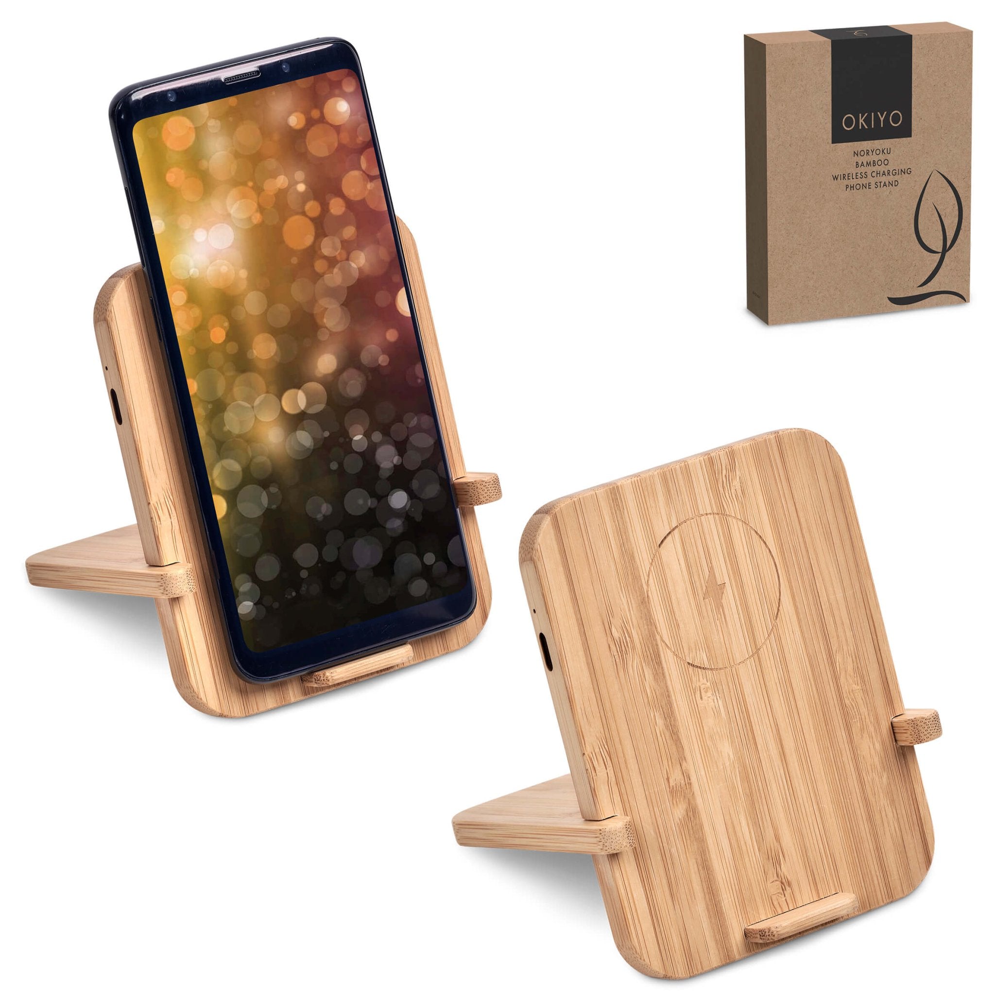 Okiyo Noryoku Bamboo Wireless Charging Phone Stand - Retail Therapy Online