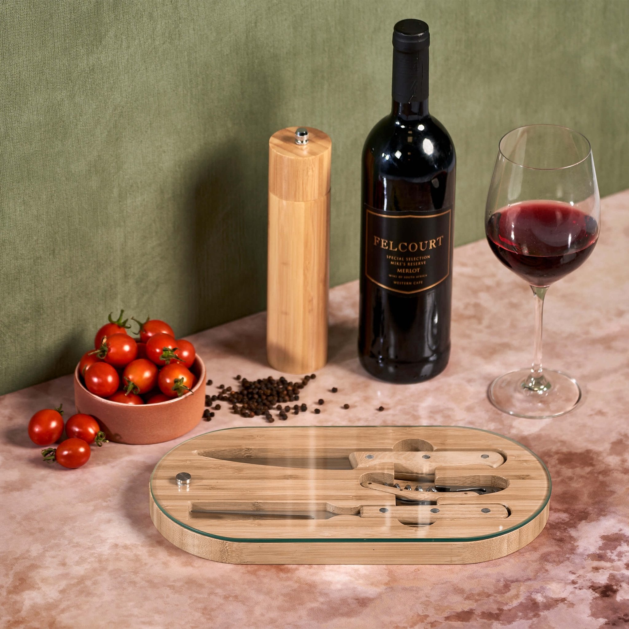 Okiyo Suraisu Bamboo Food And Wine Set - Retail Therapy Online