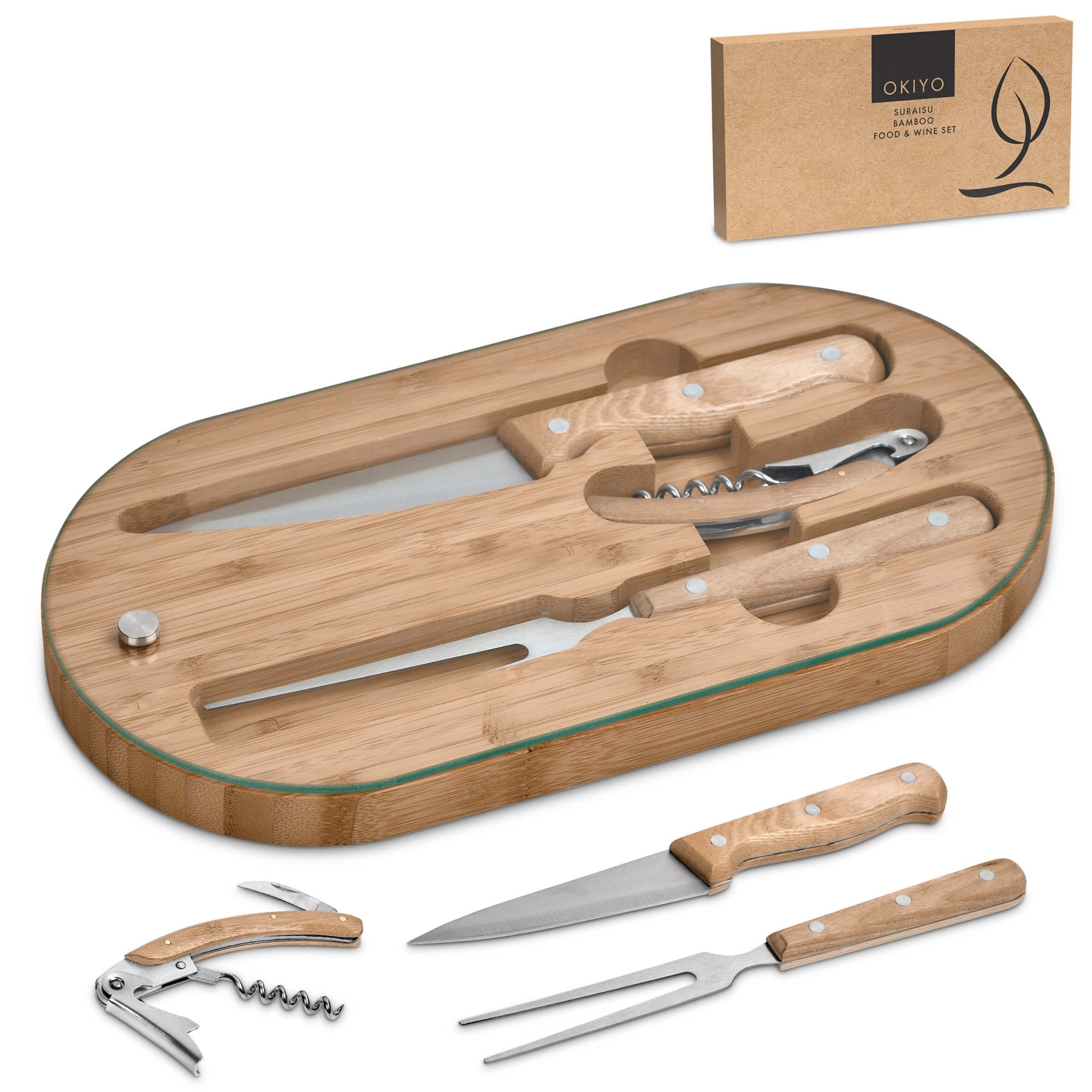 Okiyo Suraisu Bamboo Food And Wine Set - Retail Therapy Online