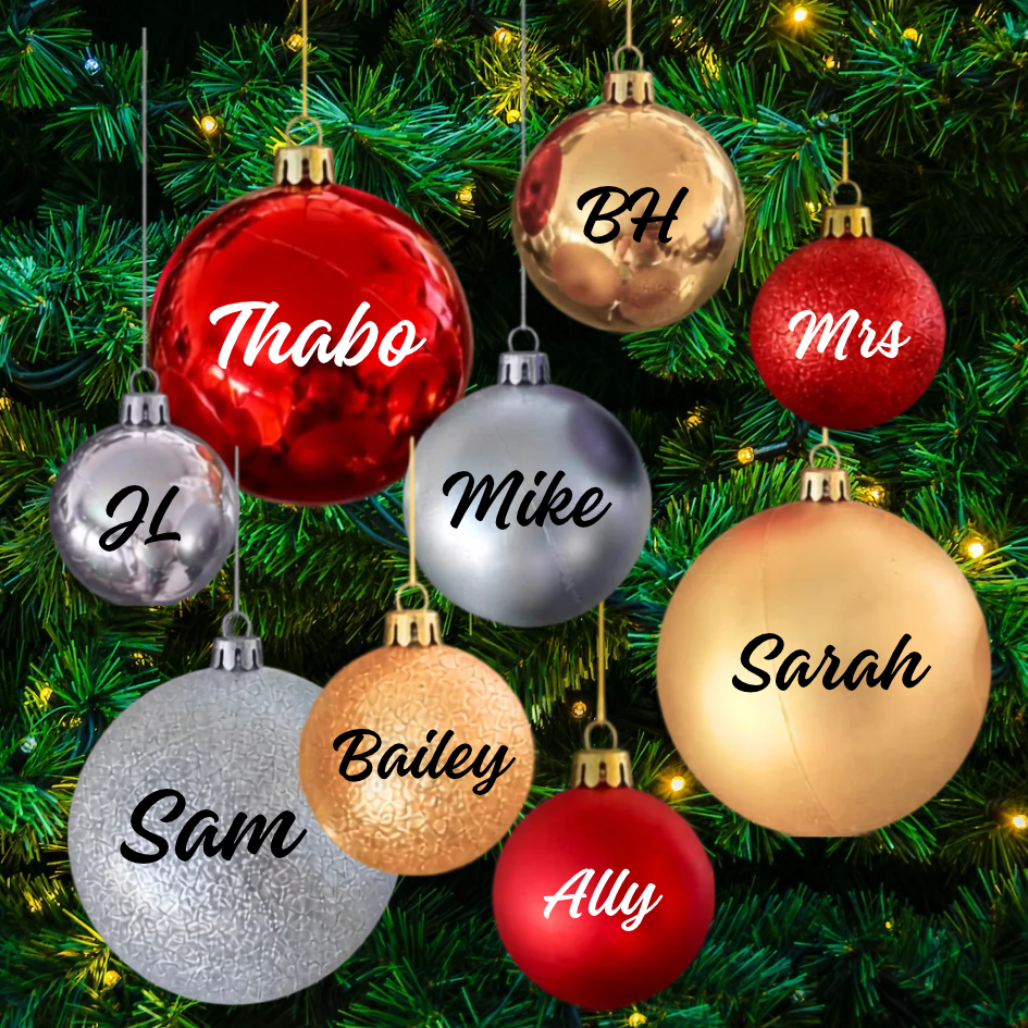 Personalised Festive Christmas Bauble - Various Sizes - Retail Therapy Online