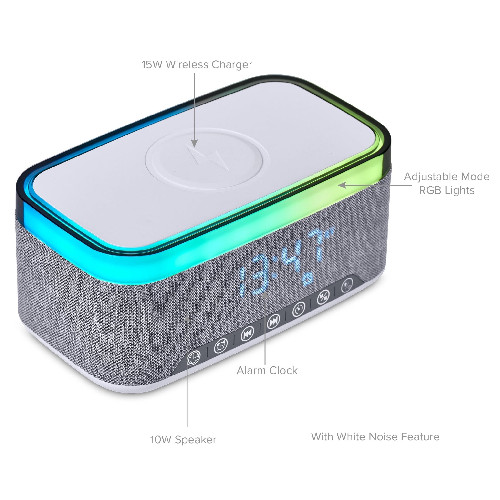 Serendipio Cumberland 10W BT Speaker Wireless Charger & Clock - Retail Therapy Online