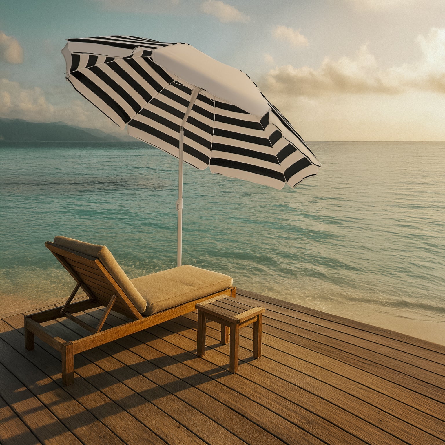 Serendipio Tanereef Stripe Beach Umbrella - Retail Therapy Online