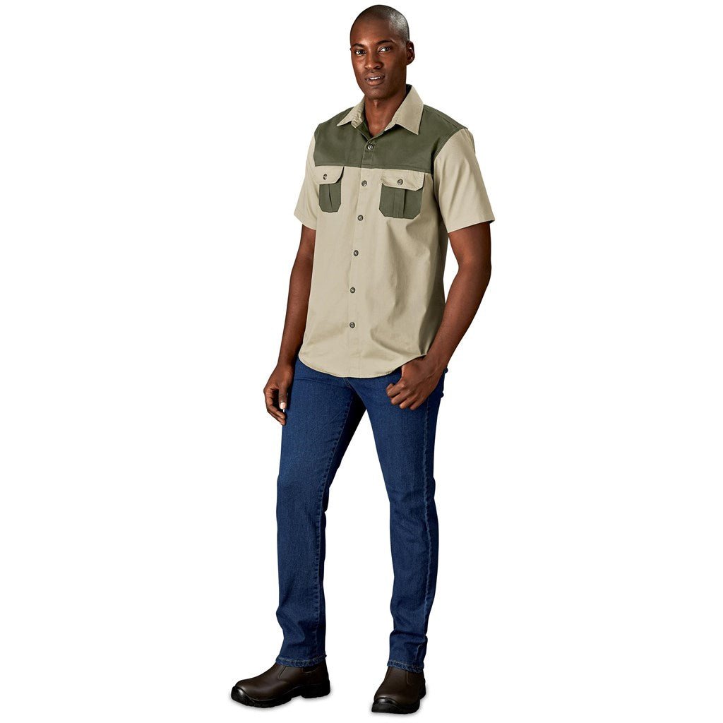 Short Sleeve Serengeti 2 Tone Bush Shirt - Mens - Retail Therapy Online