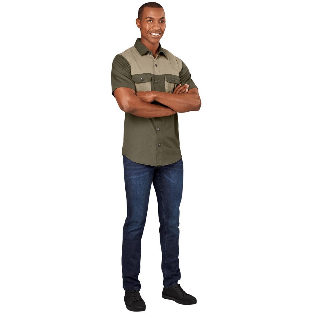 Short Sleeve Serengeti 2 Tone Bush Shirt - Mens - Retail Therapy Online