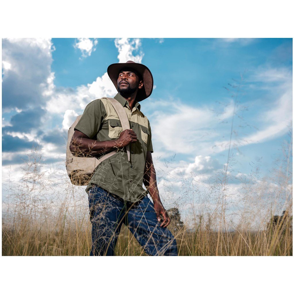 Short Sleeve Serengeti 2 Tone Bush Shirt - Mens - Retail Therapy Online