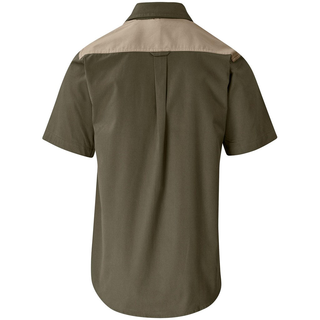 Short Sleeve Serengeti 2 Tone Bush Shirt - Mens - Retail Therapy Online