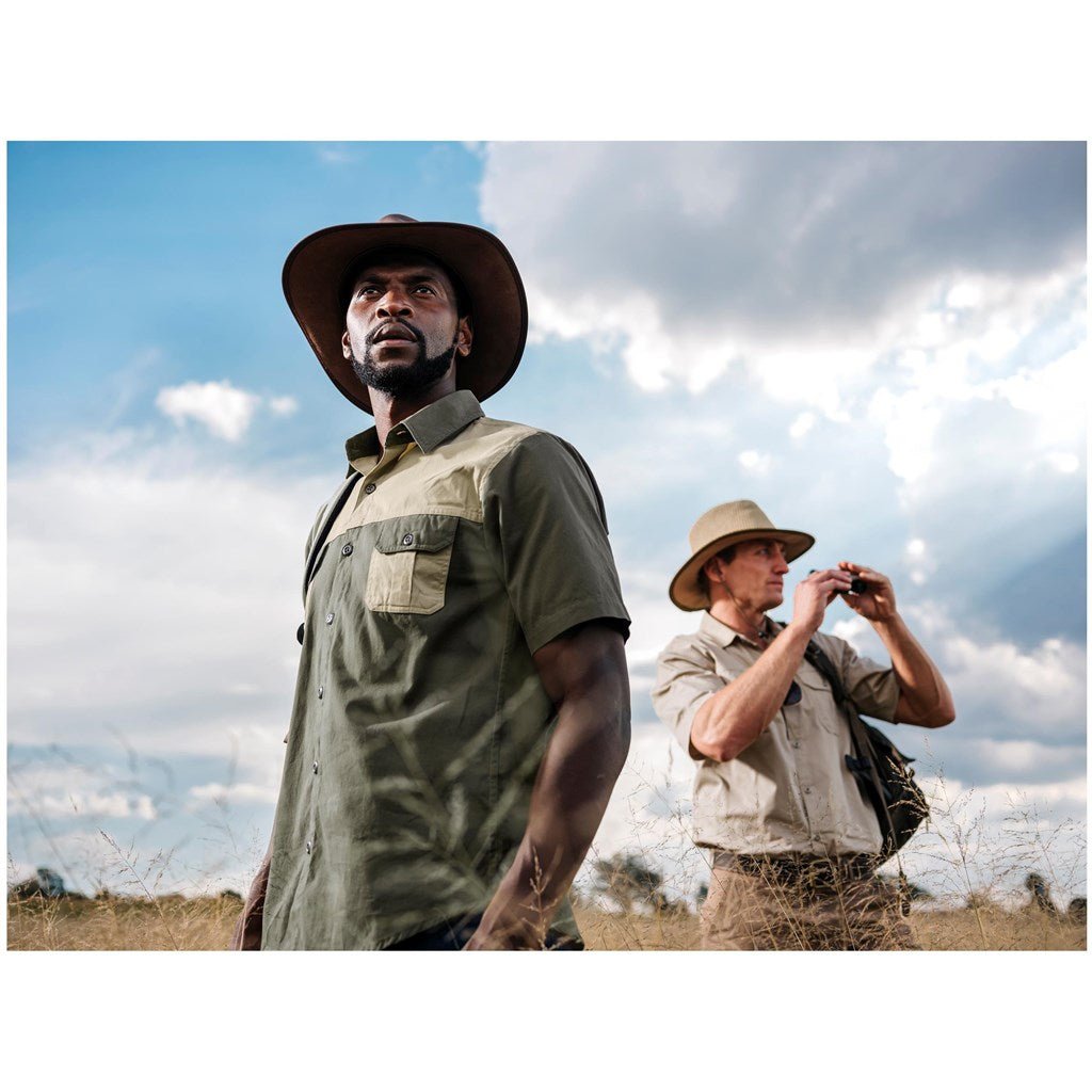 Short Sleeve Serengeti 2 Tone Bush Shirt - Mens - Retail Therapy Online