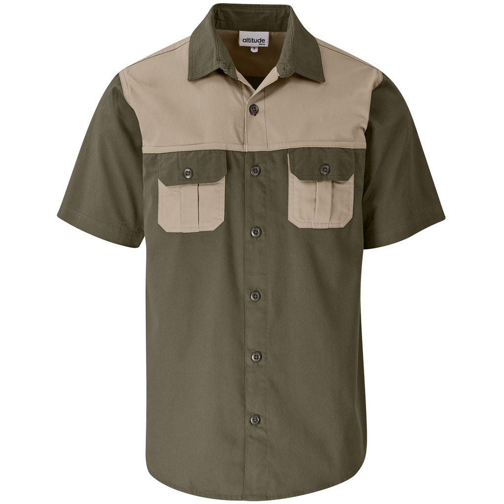 Short Sleeve Serengeti 2 Tone Bush Shirt - Mens - Retail Therapy Online