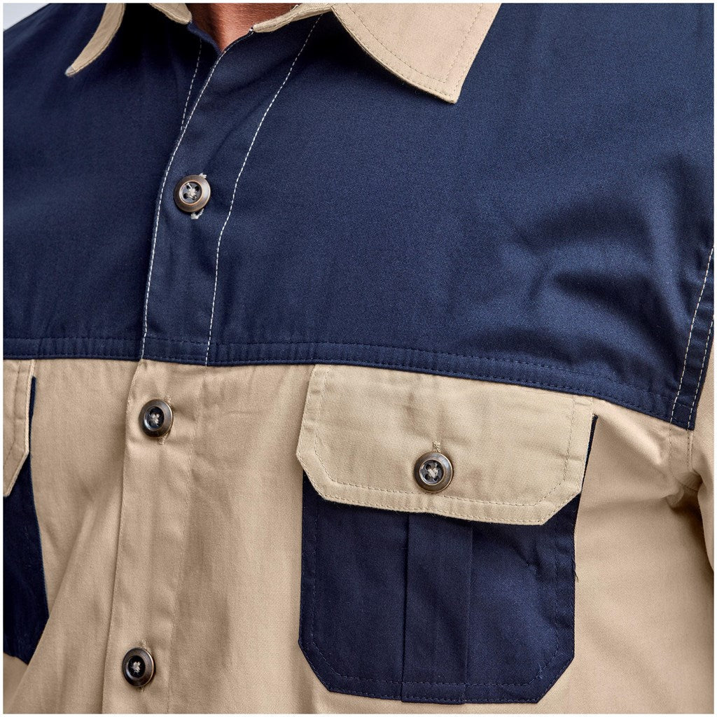 Short Sleeve Serengeti 2 Tone Bush Shirt - Mens - Retail Therapy Online