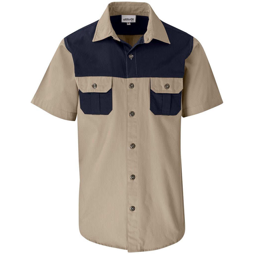 Short Sleeve Serengeti 2 Tone Bush Shirt - Mens - Retail Therapy Online