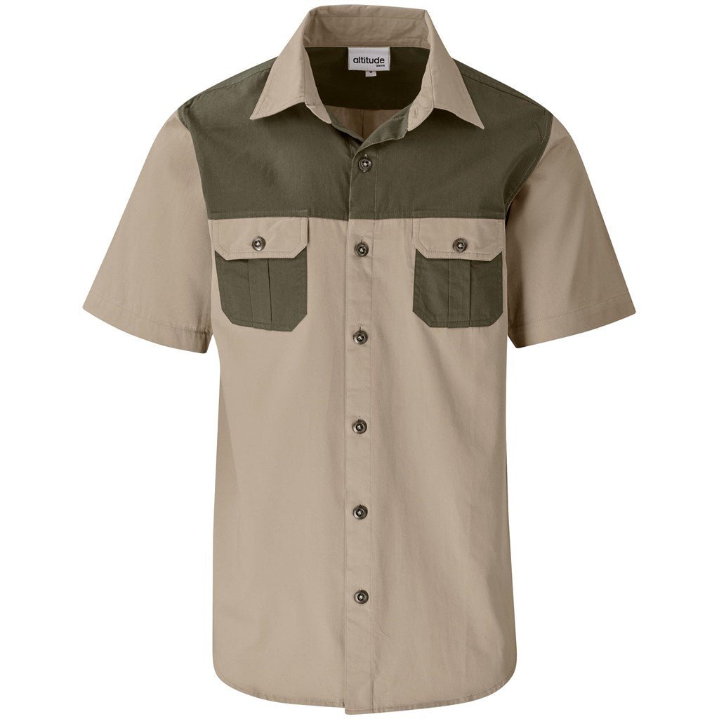 Short Sleeve Serengeti 2 Tone Bush Shirt - Mens - Retail Therapy Online