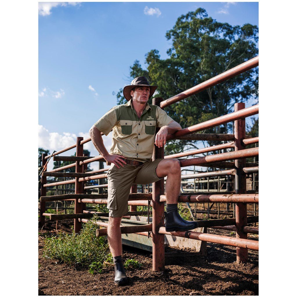 Short Sleeve Serengeti 2 Tone Bush Shirt - Mens - Retail Therapy Online
