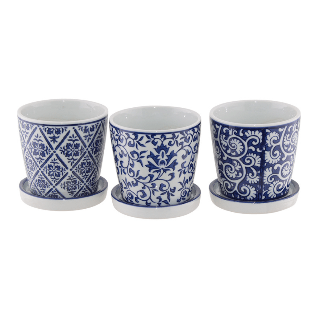 Small Ceramic Planter with Tray - 11cm - Retail Therapy Online