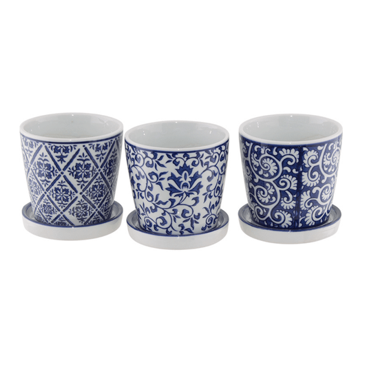 Small Ceramic Planter with Tray - 11cm - Retail Therapy Online