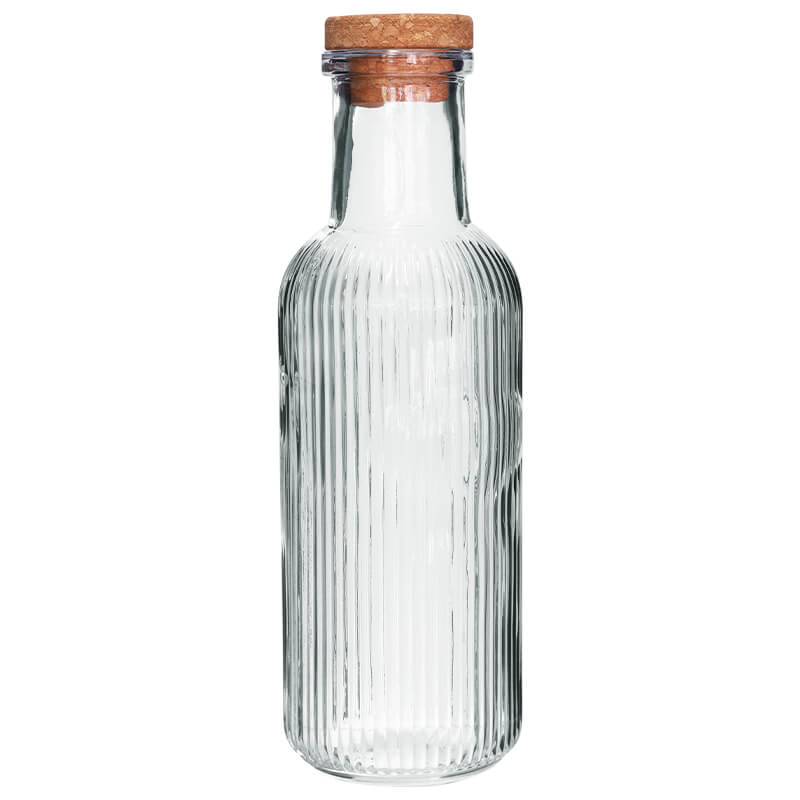 Stripe Glass Bottle with Cork Lid - 1 Litre - Retail Therapy Online