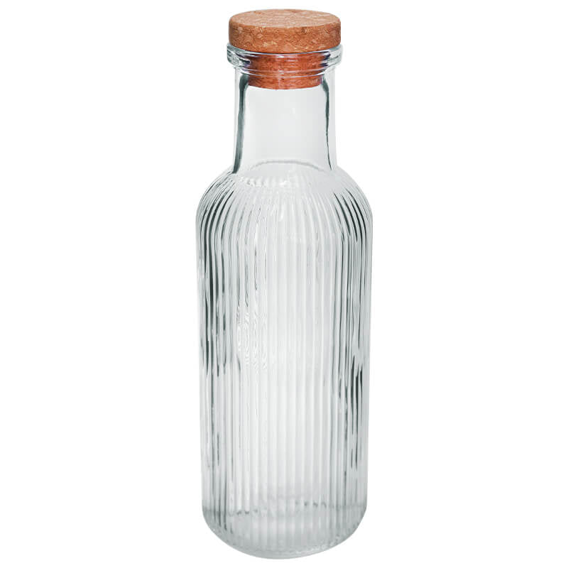 Stripe Glass Bottle with Cork Lid - 1 Litre - Retail Therapy Online
