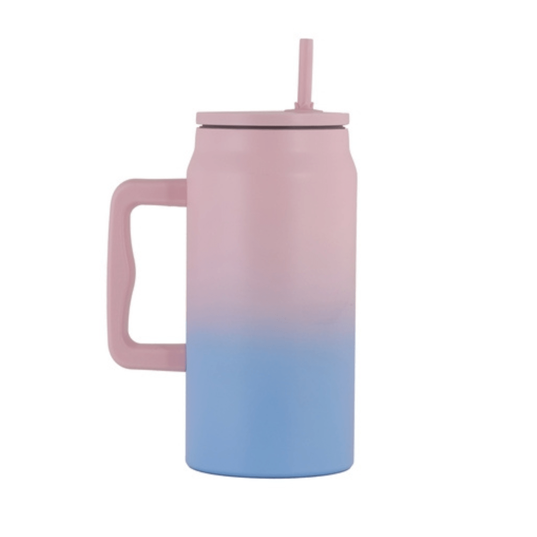 Thirst Quencher Stainless Steel Mug with Straw - 1500ml - Retail Therapy Online